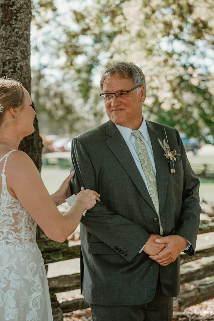 dad seeing his daughter as a bride for the first time