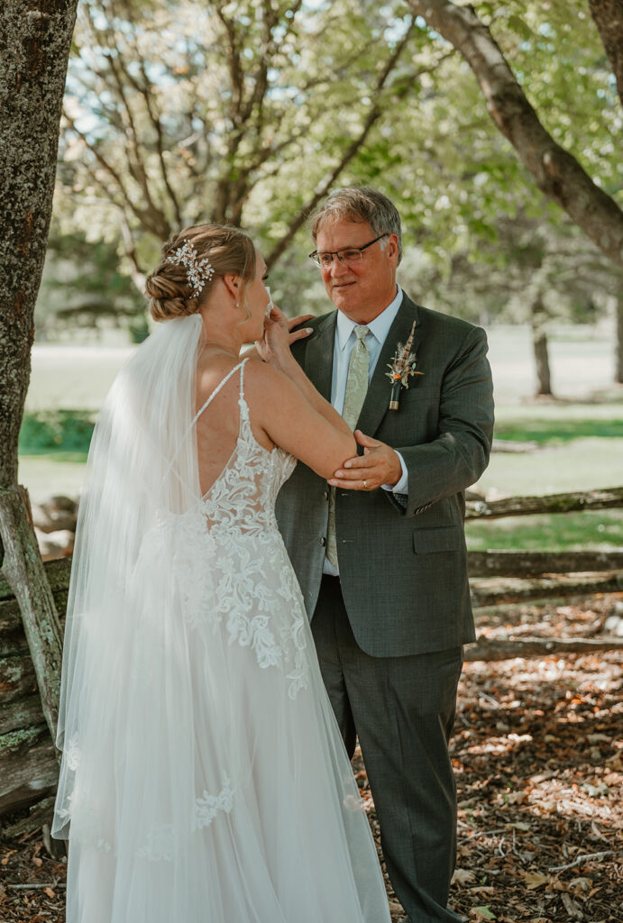 a dad proud of his daughter on her wedding day